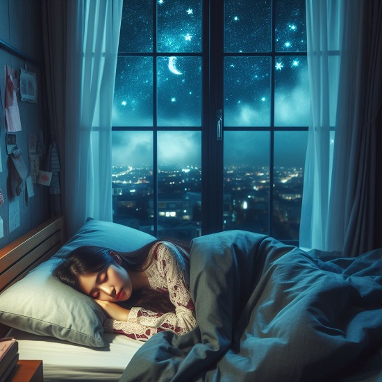 Une jeune fille qui dort au clair de la lune